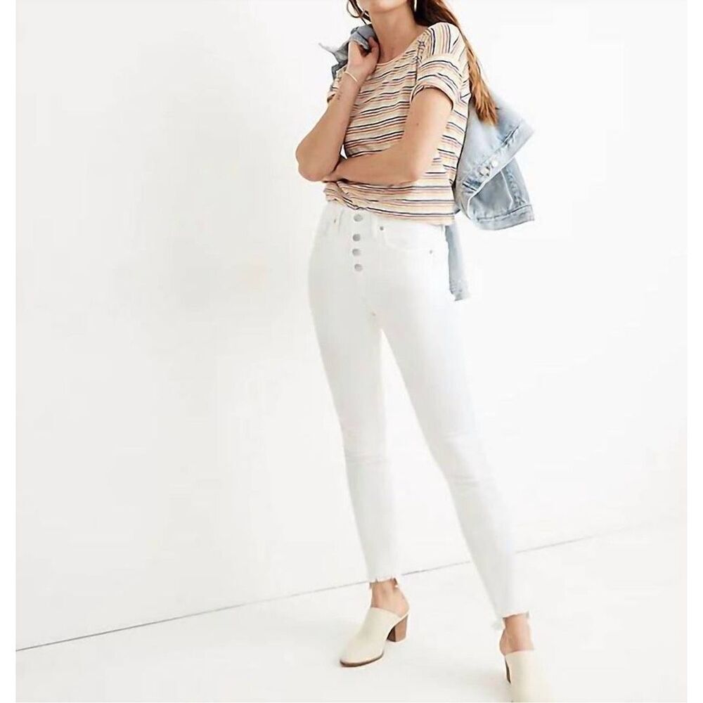 Madewell High Rise Skinny Jeans White size 28 button fly NEW